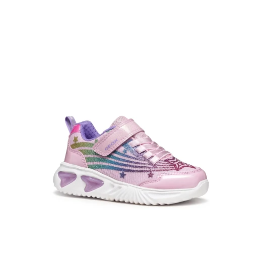 Geox Assister Girl Sneakers Pink 35 Features Shiny Fabric Patent Pearlescent Leather Effect Material Outsole Lights Operated by Switch Children's Footwear - Helper - Image 3