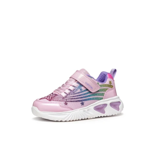 Geox Assister Girl Sneakers Pink Shiny Fabric Patent Leather Effect Lights 34 Active Aesthetic Modern Design Girls' Fashion Footwear with Built In Lights Operated by Switch - Assister girl - Image 4