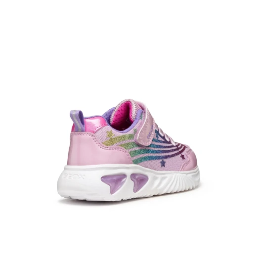 Geox Assister Girl Sneakers Pink 35 Features Shiny Fabric Patent Pearlescent Leather Effect Material Outsole Lights Operated by Switch Children's Footwear - Helper - Image 5