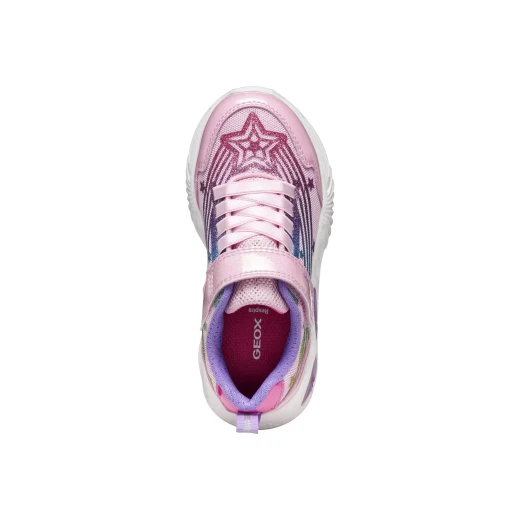 Geox Assister Girl Sneakers Pink Shiny Fabric Patent Leather Effect Lights 34 Active Aesthetic Modern Design Girls' Fashion Footwear with Built In Lights Operated by Switch - Assister girl - Image 9