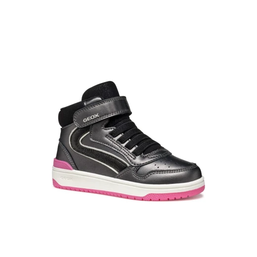 Geox Washiba Girl Sneakers Dark Grey J56HXA.000NF.C9325 for Girls Size 34 Pearlescent Leather Effect Casual Sporty Stylish School Leisure Everyday Wear - Image 3