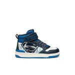 Geox Washiba Boy Sneakers Navy Blue Fabric and Leather Effect Upper Casual Sporty Design Inspired by Superman for Boys Size 28 Stylish Everyday Footwear J56LQH.05411.C4211 - Geox