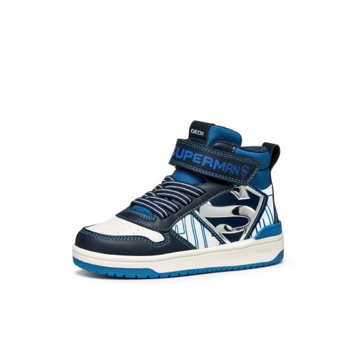 Geox Washiba Boy Sneakers Navy Blue Fabric and Leather Effect Upper Casual Sporty Design Inspired by Superman for Boys Size 28 Stylish Everyday Footwear J56LQH.05411.C4211 - Geox - Image 4