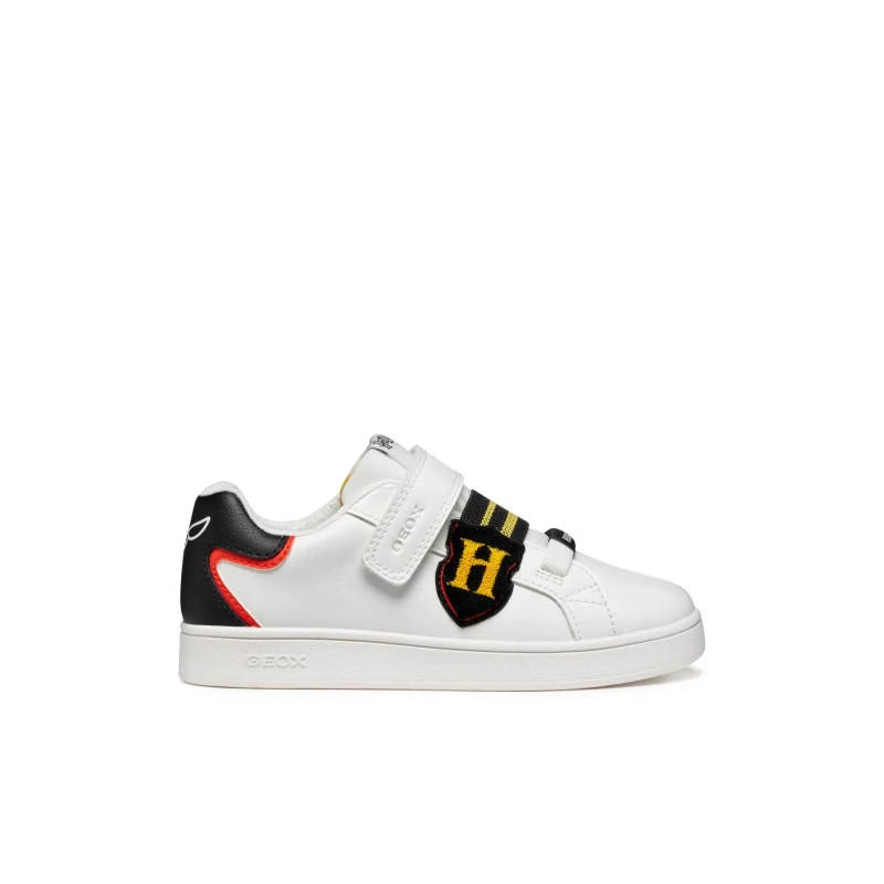 Geox Eclyper Boy Sneakers White Leather Effect Sporty Design Inspired by Harry Potter for Boys Size 35 Comfortable Daily Wear J56LSB.000BC.C0404