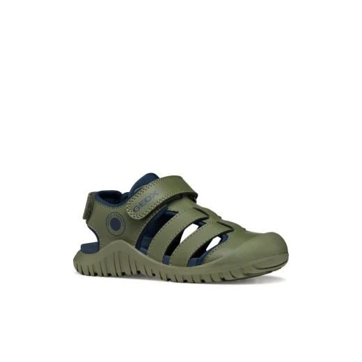 Geox Fusbetto Pro Boy Outdoor Sandals Sage 38, Quick Drying, Printed Leather Effect and Lycra Construction, Perfect for Water and Summer Fun - Sage - Image 3