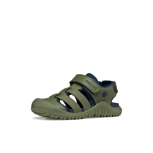 Geox Fusbetto Pro Boy Outdoor Sandals Sage 38, Quick Drying, Printed Leather Effect and Lycra Construction, Perfect for Water and Summer Fun - Sage - Image 4