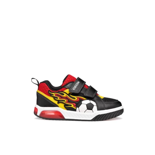 INEK Boy's Sneaker Shoes BLACK 33 Featuring Multi-Coloured TPR Patches and Lights, Mesh and Leather-Effect Material, Perfect for Sports and Playtime Activities J659CB - Inek - Image 2