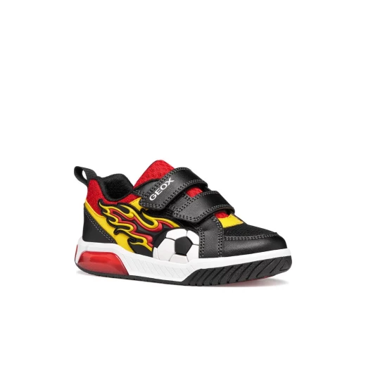 Inek Boy's Sneaker Shoes 31 Black: Mesh and Leather Effect Design with Multi Coloured TPR Patches and Lights, Perfect for Sports and Playtime Activities, Inek J659CB.01454.C0054 - Inek - Image 3