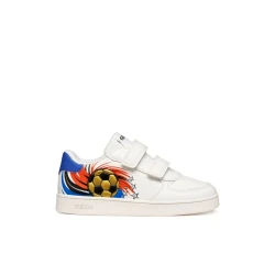 Geox Eclyper Boy's Sneakers White Nylon and Leather Effect Upper with 3D Football Detail for Boys Size 29 Ideal for Sports Activities J65LSD.0FU54.C0293 Lightweight and Breathable