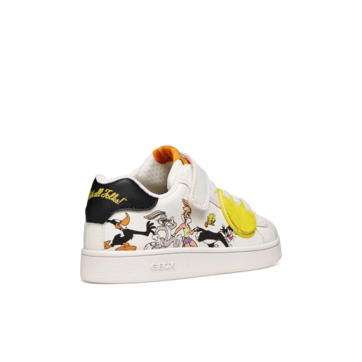 Geox Eclyper Boy Sneakers White Leather Effect Nylon Looney Tunes Patches Graphic Design 28 Breathable Lightweight Comfortable Stylish Action Packed Days Boys' Shoes - Geox - Image 4
