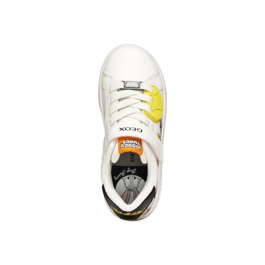 Geox Eclyper Boy Sneakers White Leather Effect Nylon Looney Tunes Patches Graphic Design 28 Breathable Lightweight Comfortable Stylish Action Packed Days Boys' Shoes - Geox - Image 6