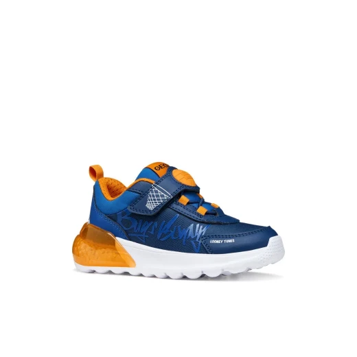 Geox Activart Illuminus Boy Sneakers Navy Blue with Looney Tunes Graphic Design Fabric and Leather Effect Material TPR Patch Detailing Size 29 for Girls - Image 3