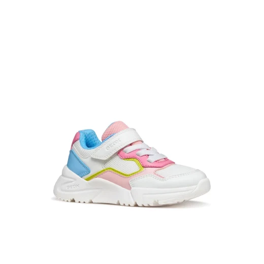 Loftus Girl Lightweight Sneakers White Mesh Leather Effect Upper Everyday Comfort 28 Girls' Footwear Breathable Design Modern Style Perfect for Daily Wear - Geox - Image 3