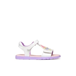 Joyfoot Girl's Sandals White Patent Leather Stitched Patch Detail Comfort Footwear Size 28 Ideal for Everyday Activities Comfortable Design Girls Summer Sandals