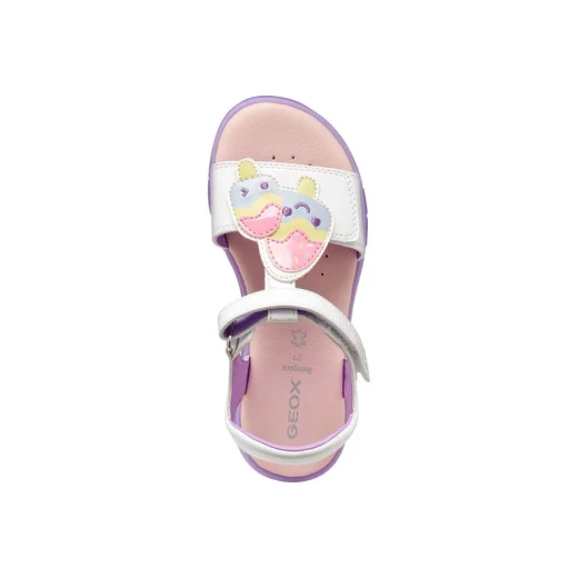 Joyfoot Girl's Sandals White Patent Leather Stitched Patch Detail Comfort Footwear Size 28 Ideal for Everyday Activities Comfortable Design Girls Summer Sandals - Geox - Image 6