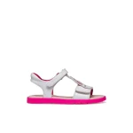 Joyfoot Girl's Sandals White Patent Leather with Stitched Patch Detail, Comfortable Everyday Footwear, Size 28
