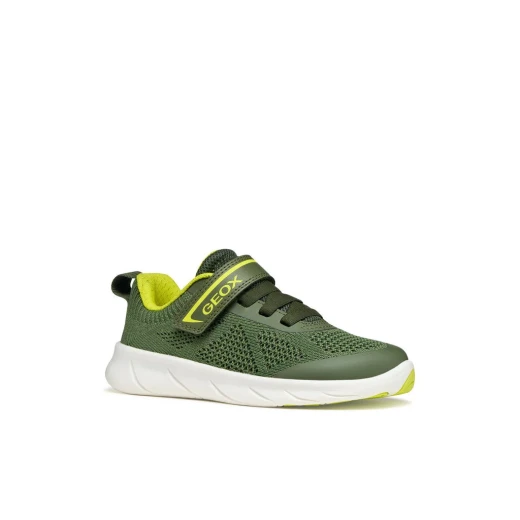 Foot Run Boy Military Green Sneakers for Boys, Knitted Fabric and TPU Construction, Lightweight and Protective, Developed with Italian Podiatrists, Size 30 - Geox - Image 3