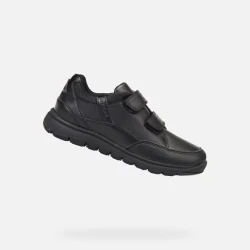 Geox Xunday Boy Black Sneakers Size 35 for School Uniforms Ultra Comfortable Breathable Leather Blend Lightweight Flexible Sole J743NB.043BC.C9999 Fast Delivery Easy Exchange