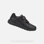 Geox Xunday Boy Black Sneakers Size 34 School Shoes Comfortable Breathable Leather and Leather Effect Upper Lightweight Flexible Sole Easy Exchange Fast Delivery for Boys - Xunday