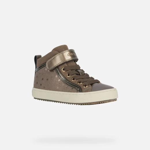 Kalispera Girl Sneakers Brown Suede-Like Upper Printed Stars 34 - Geox - Image 3