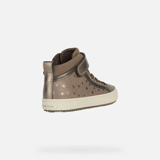 Kalispera Girl Sneakers Brown Suede-Like Upper Printed Stars 35 - Geox - Image 4
