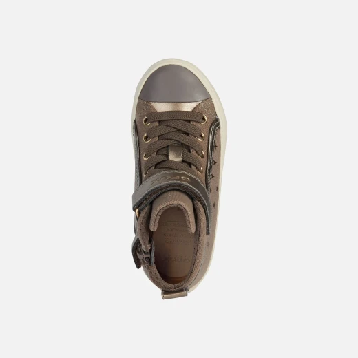 Kalispera Girl Sneakers Brown Suede-Like Upper Printed Stars 35 - Geox - Image 5