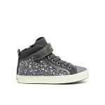 Geox Kalispera Girl Sneakers Grey Size 35 Urban Style Vulcanized Flexible Design Printed Suede and Pearlescent Leather Effect Material Comfortable Sneakers for Girls