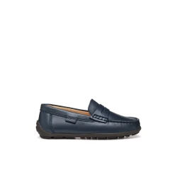 NEFAST Boy's Loafer Navy Leather Comfortable School Shoes Size 29