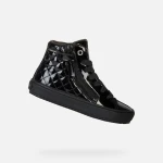 Geox Kalispera Girl's Mid-Cut Sneaker Black Quilted Patent Leather Effect 34 Comfortable Breathable Versatile for All Occasions Item Code J944GD.000HH.C9999 - Geox