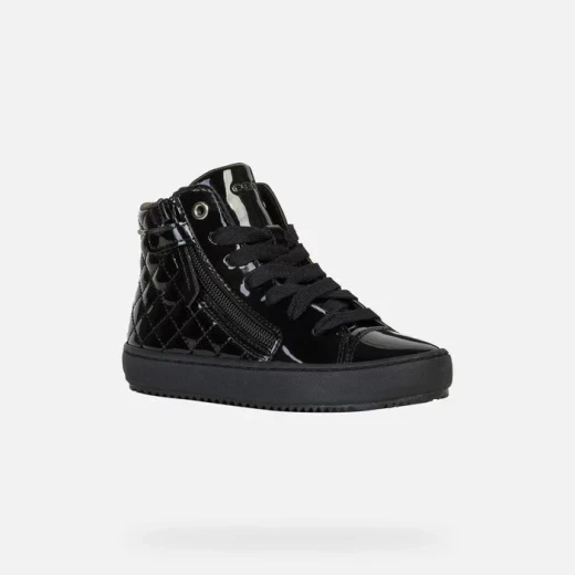 Geox Kalispera Girl's Mid-Cut Sneaker Black Quilted Patent Leather Effect 34 Comfortable Breathable Versatile for All Occasions Item Code J944GD.000HH.C9999 - Geox - Image 3