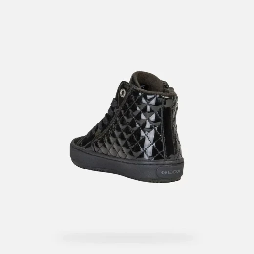 Geox Kalispera Girl's Mid-Cut Sneaker Black Quilted Patent Leather Effect 34 Comfortable Breathable Versatile for All Occasions Item Code J944GD.000HH.C9999 - Geox - Image 4