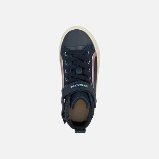 Geox Kalispera Girl's Sneakers Navy Blue & Dark Silver Mesh MidCut Design Size 35 Casual Breathable Shoes with Star Embellishment for Everyday Styling Fast Delivery - Geox - Image 5