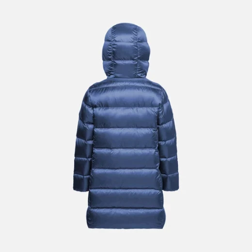 Geox Himalaya Girl's Longline Down Jacket Sustainable Fill Iridescent Blue 10Yrs Downproof Water Repellent Girls' Winter Outerwear Fast Delivery Easy Exchange - Geox - Image 4