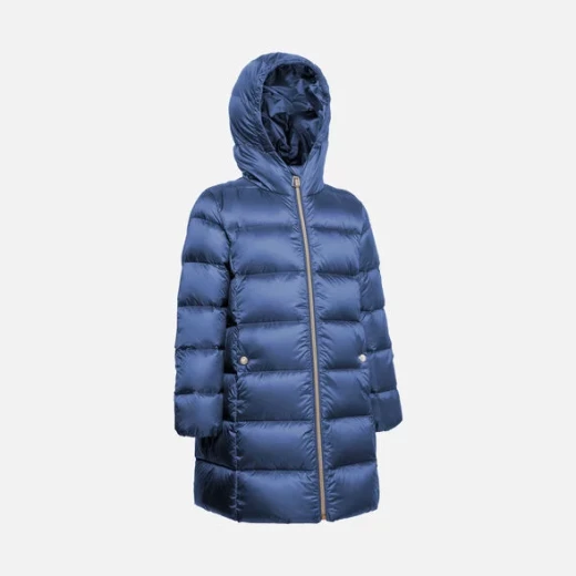 Geox Himalaya Girl's Longline Down Jacket Sustainable Fill Iridescent Blue 10Yrs Downproof Water Repellent Girls' Winter Outerwear Fast Delivery Easy Exchange - Geox - Image 5
