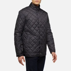 Geox Coryan Men's Mid-Length Navy Blue Quilted Jacket Windproof