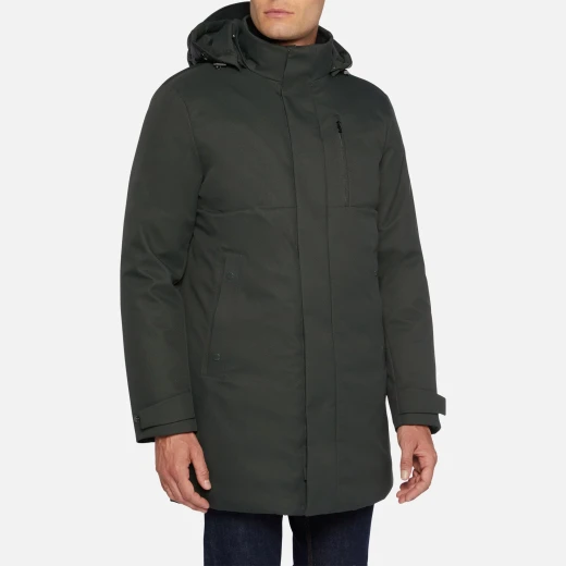 Geox Aerantis Man Mid Length Jacket Dark Green 54 Breathable Windproof Water Repellent Padded Hood Matt Twill Weave Fabric Men's Outerwear Fast Delivery Easy Exchange Geox Aerantis Man Mid Length Jacket Dark Green 54 Breathable Windproof Water Repellent Padded Hood Matt Twill Weave Fabric Men's Outerwear Fast Delivery Easy Exchange
