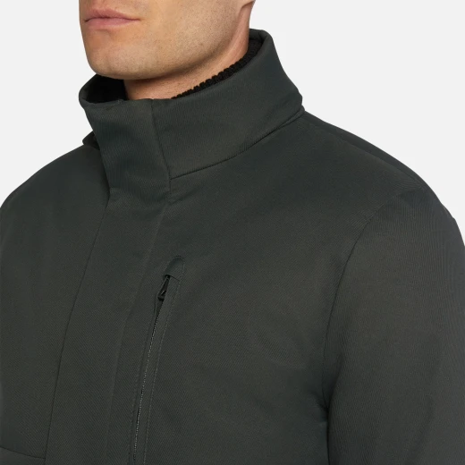 Geox Aerantis Man Mid Length Jacket Dark Green 54 Breathable Windproof Water Repellent Padded Hood Matt Twill Weave Fabric Men's Outerwear Fast Delivery Easy Exchange - Geox - Image 7