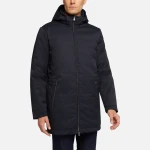 Kaven Man Navy Blue Longline Hooded Jacket Water Resistant Windproof - Geox