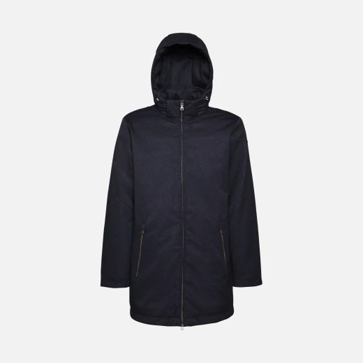 Kaven Man Navy Blue Longline Hooded Jacket Water Resistant Windproof - Geox - Image 5