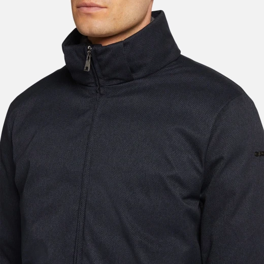 Kaven Man Navy Blue Longline Hooded Jacket Water Resistant Windproof - Geox - Image 7