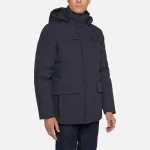 Geox Spherica Man Navy Jacket: Super Comfortable Men's Jacket with Recycled Fabric, Water Repellent and Windproof Finish, Mid Length Design, Available in Size 58 - Geox