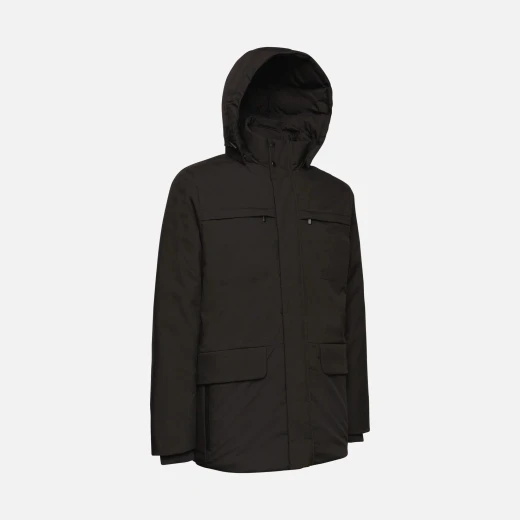 Geox Spherica Man Black Jacket: Recycled Fabric, Water-Repellent, Windproof, Mid-Length, Breathable, Thermo-Regulation, Urban Cool, Sizes Available, Fast Delivery, Easy Exchange - Image 3