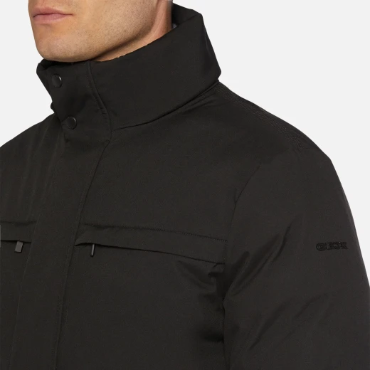 Geox Spherica Man Black Jacket: Recycled Fabric, Water-Repellent, Windproof, Mid-Length, Breathable, Thermo-Regulation, Urban Cool, Sizes Available, Fast Delivery, Easy Exchange - Image 7