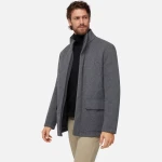 GEOX Monreale Man Dark Grey Longline Coat Autumnal Midweight Fill Hi Tech Velour Fabric Removable Nylon Hood Size 58 Versatile Everyday Outerwear - Geox