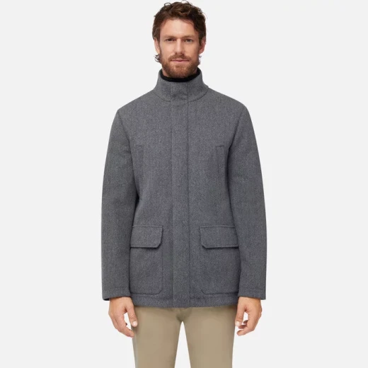 GEOX Monreale Man Dark Grey Longline Coat Autumnal Midweight Fill Hi Tech Velour Fabric Removable Nylon Hood Size 58 Versatile Everyday Outerwear - Geox - Image 3