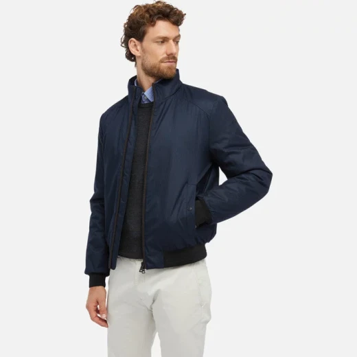 VINCIT Man Sky Captain Bomber Jacket Men's Flannel Micro Print Quilted Interior Sustainable Fill Fast Delivery Easy Exchange - Vincit - Image 2