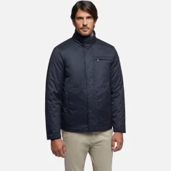 Vincit Men's Sky Captain Cropped Jacket Midnight Blue Flannel Piping Details