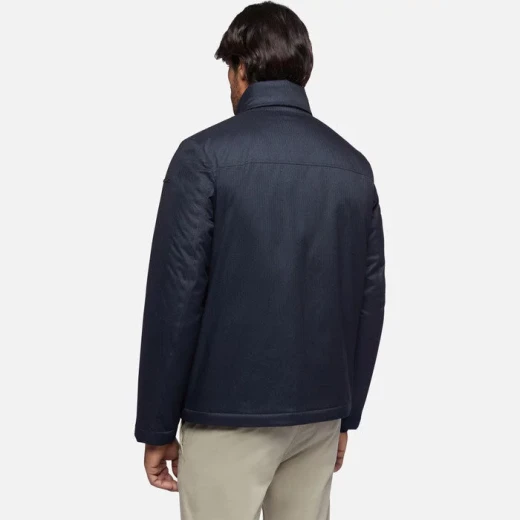 Vincit Men's Sky Captain Cropped Jacket Midnight Blue Flannel Piping Details - Geox - Image 5