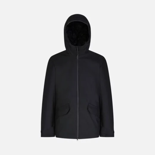 Geox Clintford ABX Men's 3/4 Length Hooded Jacket Black Recycled Polyester Waterproof Windblocking Breathable Modern Parka 60 Size - Clintford - Image 4