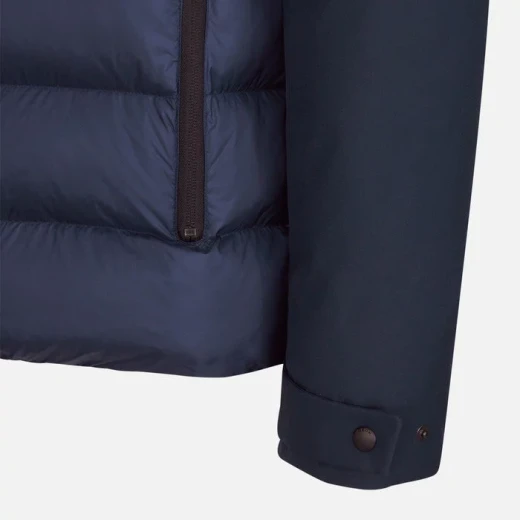 Geox Sapienza Man Navy Jacket 50 with Hood Softshell and Quilted Nylon Combination for Men Fast Delivery Easy Exchange Outdoor City Style Modern Design Blue Tones - Geox - Image 5